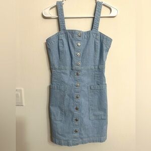 American Eagle Blue White Pinstripe Button Front Mini Dress size Small Y2K